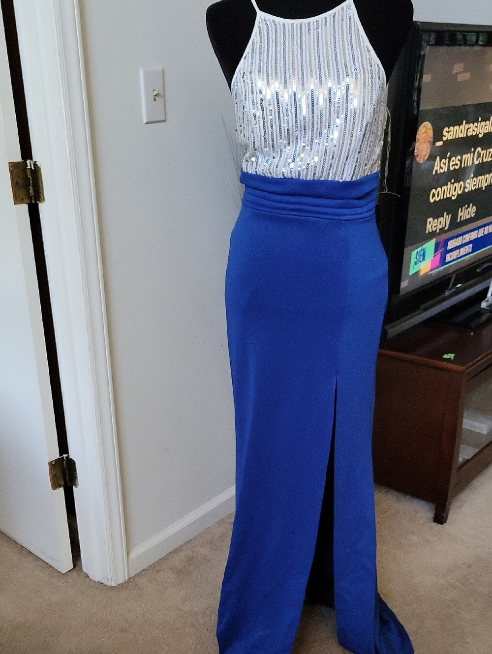 Honey and Rosie Cobalt Blue Maxi Skirt with Front Slit